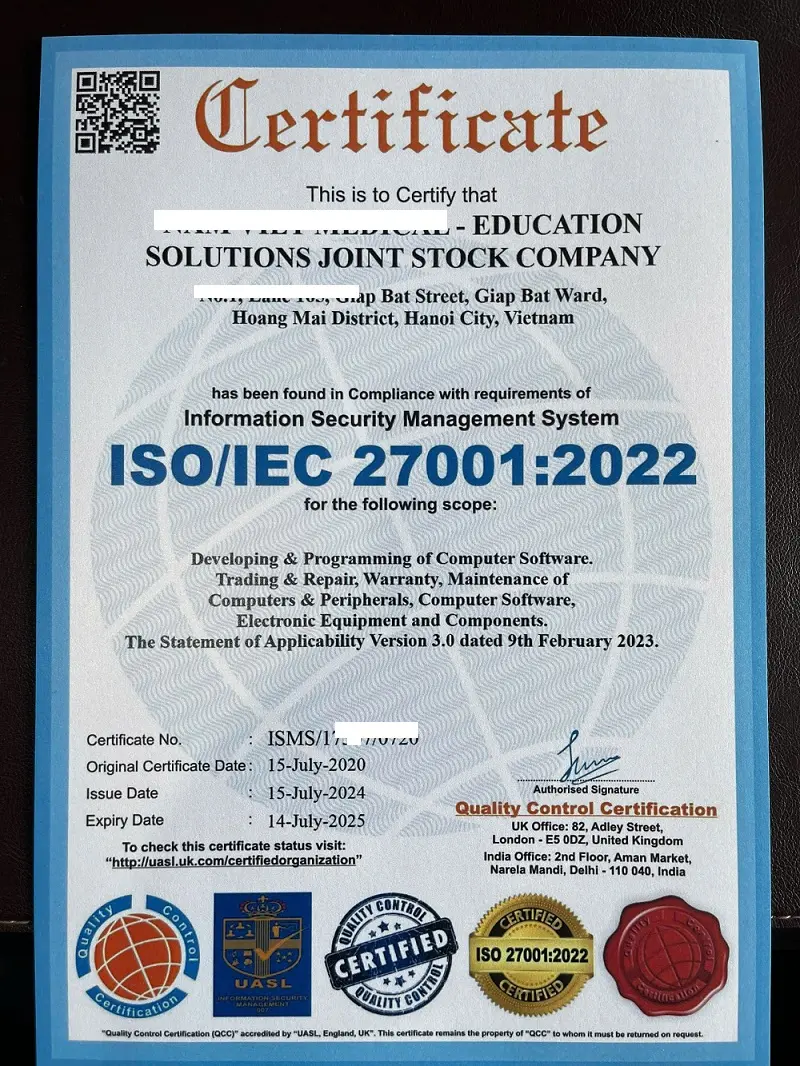 Cấp Chứng Nhận ISO 27001 hệ thống quản lý thông tin (ISMS) - Chứng Nhận ISO 27001